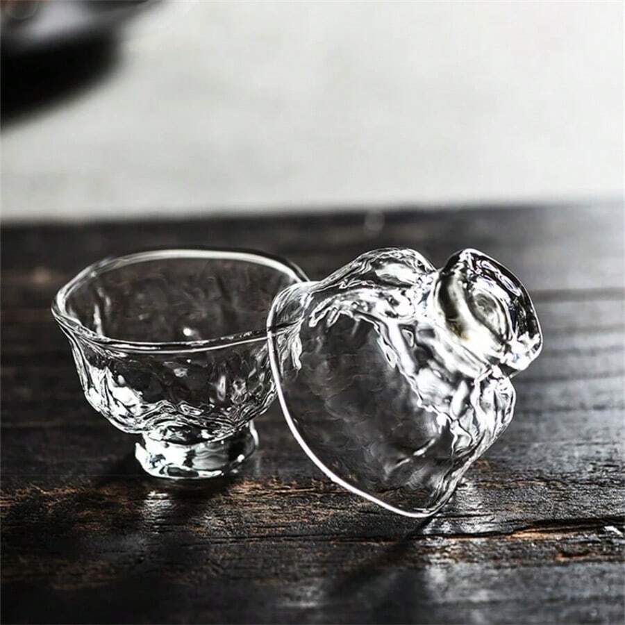 2pcs/Set Japanese Hammered 60ml Small Capacity Glass Teacup Tea Set Appreciation Cup Tea Accessories Back To School