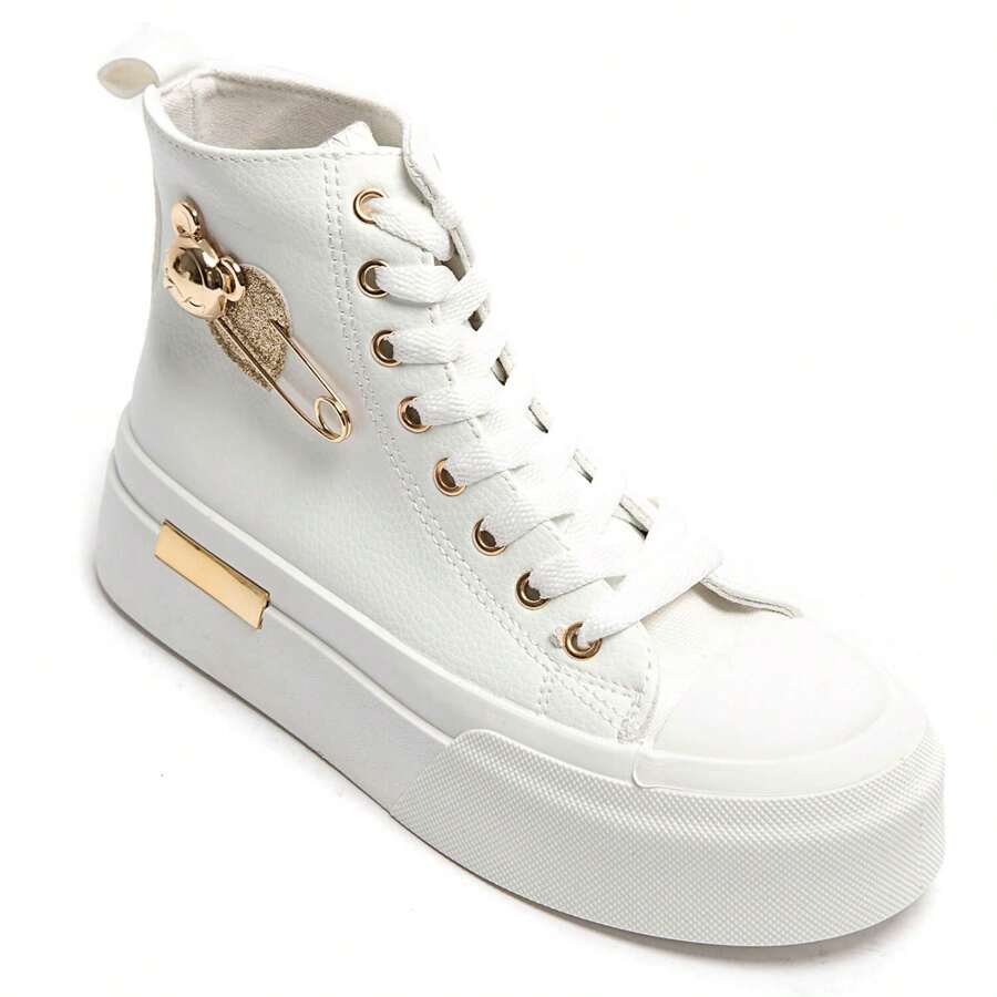 Women Solid Color Splice Casual Sneakers For Daily Wear - White - View 1