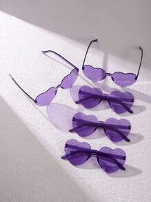 5pcs/Set Women's Heart Shaped Fashion Fashion Glasses, Casual, Elegant, Made Of PC (Polycarbonate), Suitable For Beach, Holiday And Daily Life, Multi-Color For Summer Beach Vacation,Outdoor,Travel