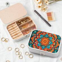 1pc DIY Diamond Painting Jewelry Box, Mandala Diamond Painting Kit With Mandala Flower Pattern, Round And Asymmetrical Diamond Shapes, PU Leather Storage Box Perfect For Travel And Jewelry Organization, Christmas Gift