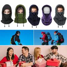 Winter Fleece Balaclava Ski Mask Scarf Neck Warmer Thermal Snood Hat - Multicolor - View 3