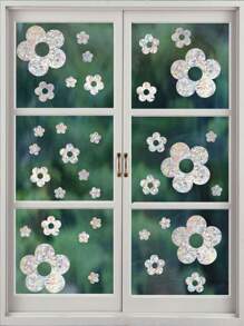 Cloud Hummingbird Flowers Rabbits Window Clings - Anti-Collision Window Decals To Save Birds From Window Collisions,Non Adhesive Prismatic Vinyl Window Clings, Rainbow Stickers - Multicolor - View 11