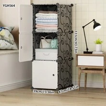 Simple Wardrobe Closet, Bedroom Storage Cabinet, Apartment/Dorm Rental Use, Modern Minimalist Design, Sturdy Construction - Multicolor - View 4