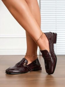 棕色低跟通勤女鞋 2025 春/秋新款 百搭返校英倫風上班鞋 - 咖啡棕 - 查看 6