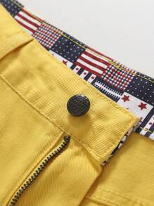 Men's Ripped Non-Stretch Regular Fit Straight-Leg Denim Pants Jeans - 黃色 - 查看 4