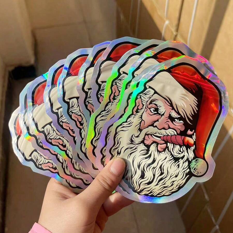 10 个圣诞老人聚酯薄膜密封袋 - 可重复密封的塑料礼品和零食袋，适合圣诞节、宰牲节派对等、母亲节、伴娘礼物、毕业礼物、生日礼物、婚礼礼物 - 彩色 - 查看 1