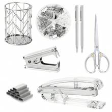 1 Set Office Desk Accessories: 1 Stapler, 1 Pen Holder, 2 Pens, 1 Scissor, 1 Stapler, 1 Binder Clip/Paperclip & 1000 Staples - Multicolor - View 16