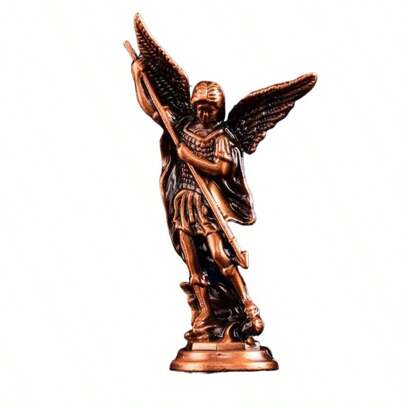 1pc Saint Michael Archangel Figurine, Sacred Angel Michael's Sculpture, Zinc Alloy Statue For Home Desk Decor Best Gifts Birthday Graduation