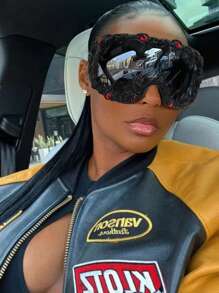 1副超大框时尚眼镜，手工制作，滴胶工艺，深色眼球造型，派对眼镜，前卫夸张，个性化Y2K风格，适合万圣节、圣诞节派对，女士时尚眼镜，沙滩配饰，复古Y2K风格，适合夏季海滩度假、户外旅行 - 彩色 - 查看 4