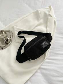 纯色灯芯绒帆布简约风格多功能迷你斜挎包/单肩包，时尚休闲旅行钱包带手机袋，适合女士