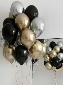 15个装铬金色银色黑色氦气球生日快乐派对男士装饰品