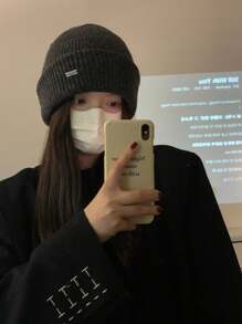 1 Pc Women's Black Polyester Blend Wool Beanie Hat With Cute Fashionable Metal Needle - Black - View 3