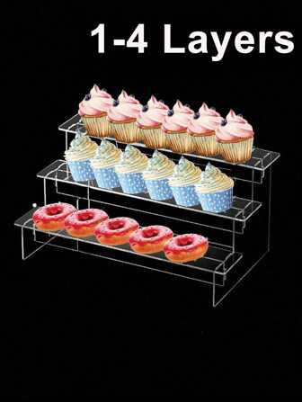1pc Transparent Acrylic Assembled Staircase Dessert Cupcake Desktop Display Stand,1-5 Layers Pastry Stand, Sushi Platter,Banquet Cold Dish Tiered Stand And Dessert Rack Christmas Gift