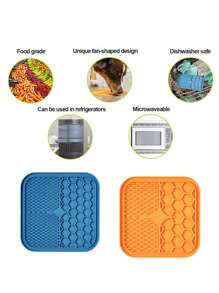 Lick Mat For Dogs, Dog Lick Mat With Suction Cups For Anxiety, Peanut Butter Dog Licking Mat Slow Feeder Dispensing Treater Lick Pad For Dogs Cats Grooming Bathing And Training (Blue/Orange) - Multicolor - View 3