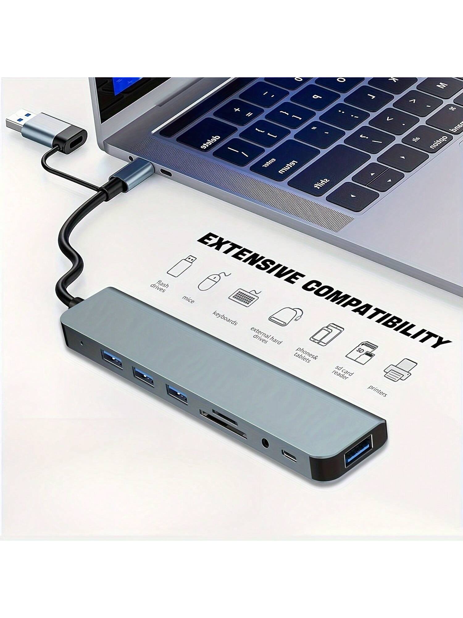 محول USB C متعدد المنافذ، محطة إرساء متعددة المناف...