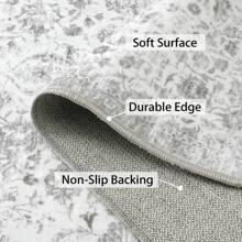 GOCAPTAIN 9x12 Area Rug,Large Machine Washable Vintage Area Rug Carpet Retro Distressed Floral Accent Rug Stain Resistant Non-Slip Foldable Floor Cover Carpet Rug Country Runner Rug For Living Room Home Decor - Grey - View 6