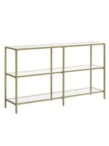VASAGLE ULGT024A01 51.5 Inch Console Sofa Table With 3 Shelves, Entryway Table With Tempered Glass Shelf, Gold - Gold - View 9