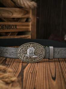 1件男士波西米亚西部牛仔风靴子，压花金属扣复古多色PU皮带，夏季、秋季、万圣节秋冬配饰，适合青少年、青年、男士，休闲、户外、运动、度假、毕业礼物、生日、日常穿着 - 如圖 - 查看 6