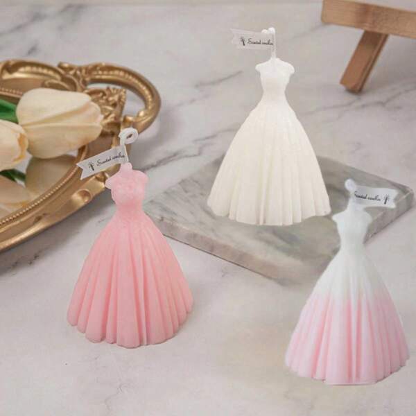 1 pieza Conjunto de vela perfumada con diseño de vestido de novia, decoración del hogar estilo Ins, props de fotografía, vela para despedida de soltera, regalo creativo para bodas
