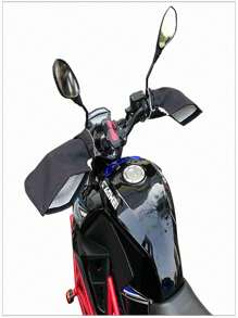 摩托车车把套带保暖内衬，冬季柔软舒适防风手套，适用于雪地车辆 - 黑色 - 查看 7