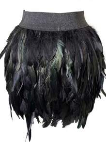 1 件女式羽毛裙，松紧腰羽毛迷你裙，适合圣诞节派对服装万圣节 - 彩色 - 查看 19