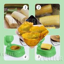 多功能香蕉形面团压模 - 厨房工具，可用于制作馅料意面、小吃和肉丸 - 耐用PPSU塑料烹饪配件 - 手动操作