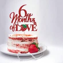 六个月的爱情蛋糕装饰，半岁生日蛋糕装饰，生日派对装饰，一岁生日蛋糕装饰，半岁生日派对用品，拍照道具，圣诞节 - 彩色 - 查看 15