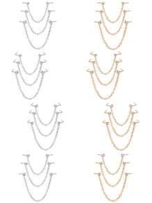 CIZME 3Pcs/Set Silver Rose Gold Nose Chain Piercing Across Nose Stainless Steel 20G L Bone Shaped Nose Ring Chains For Women CZ Nose Studs With Chains Nose Stud Chain Nostril Piercing Jewelry - Nose Chain - View 3