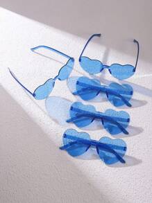 5pcs/Set Women's Heart Shaped Fashion Fashion Glasses, Casual, Elegant, Made Of PC (Polycarbonate), Suitable For Beach, Holiday And Daily Life, Multi-Color For Summer Beach Vacation,Outdoor,Travel