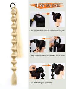 1pc Black Brown Khaki Gold Burgundy Long Bubble Ponytail Extension For Women 28Inch 34Inch Ponytail Extension Afro Puff Ponytail Extension Protective Style Black Ponytail Halloween Christmas Hair Extensions Kinky Straight Lantern Ponytail Wrap Around Ponytail With Hair Tie