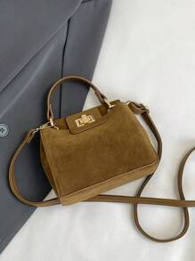 1pc Retro Mini Handbag For Lipstick, Casual Women's Crossbody Bag With Metal Decor, Adjustable Strap, Suitable For Girls And Ladies In Summer. Minimalist Leather Tote Bag, Chic And Practical For Work And Boho Style. - Khaki - View 5
