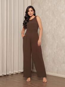 Women's Elastex Elegant Formal Duna Jumpsuit - 鏽棕色 - 查看 1