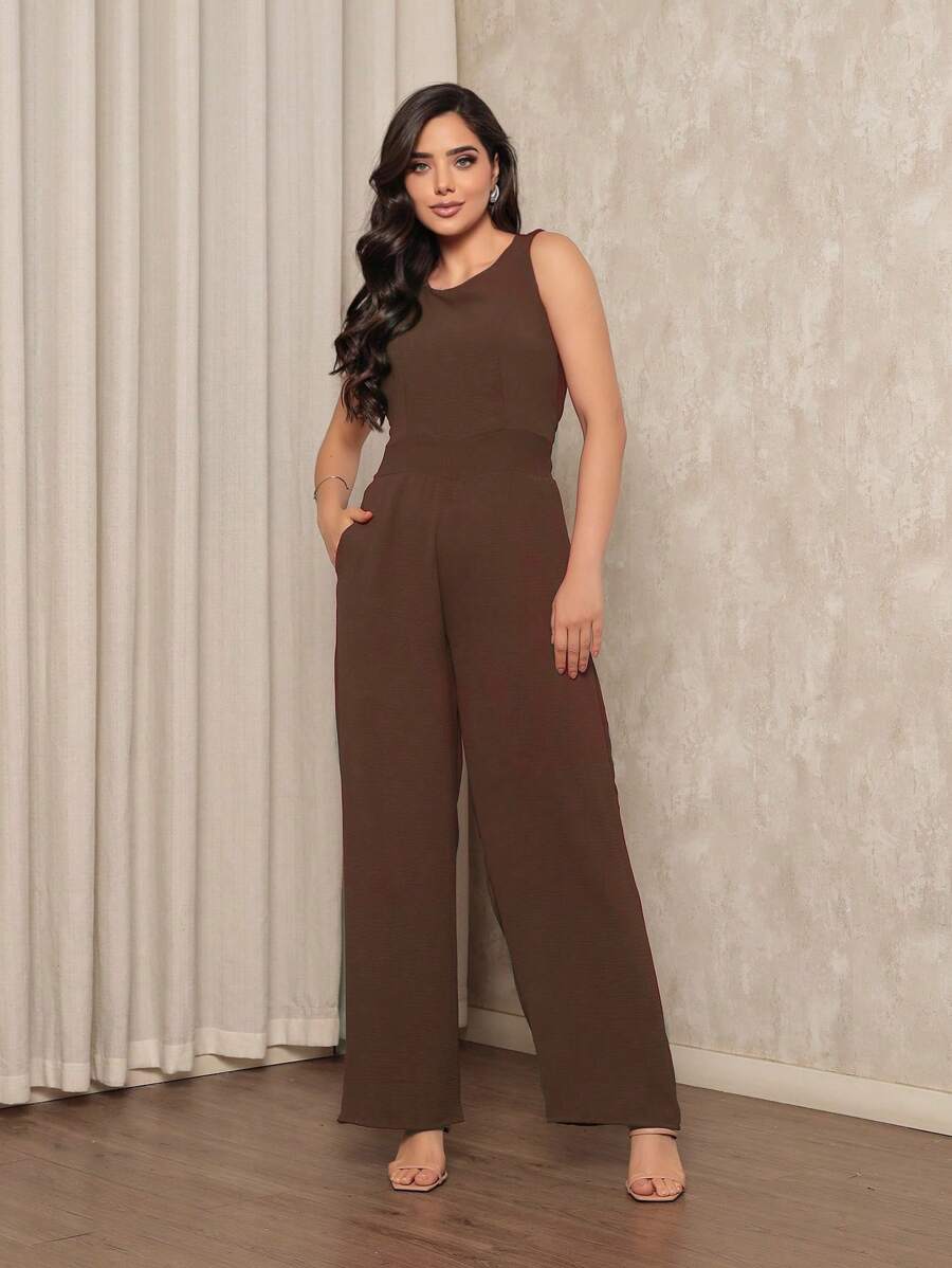 Women's Elastex Elegant Formal Duna Jumpsuit - 鏽棕色 - 查看 1