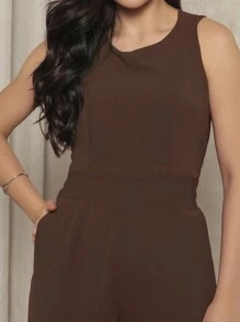 Women's Elastex Elegant Formal Duna Jumpsuit - 鏽棕色 - 查看 4