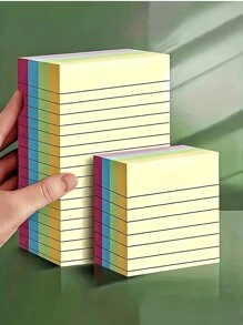 100pcs/200pcs Colorful Line Sticky Notes, Memo Pads, High-Quality Portable Student Marker Pens For Writing Notes, Self-Adhesive, Convenient For Posting On Notebooks, Office, Home, School, Two Sizes Available. Office Supplies, Thick Paper, Smooth Writing, Classroom Rewards For Students, Teacher Gifts - Random Color - View 10