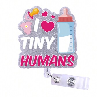 1pc Cute Badge Reel Retractable, Belt Clip Acrylic Bling Name Badge Holder For Nurse, Worker, Doctor, RN, LPN, CNA, Student