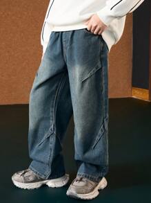 ASK JUNIOR 秋季 Tween Boys 褶皱牛仔裤 - 藍色 - 查看 6