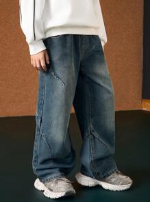 ASK JUNIOR 秋季 Tween Boys 褶皱牛仔裤 - 藍色 - 查看 4