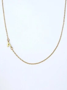 Vanel 1pc Y2k Minimalist Alphabet Necklace, Stainless Steel Name Necklace, 26 Letters A-Z Charm Pendant Necklace, Initial Letter Necklace, Golden Tone Girls' Birthday Gift - Yellow Gold - View 23