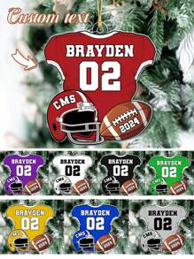 1pc Customized Football Name & Number Christmas Tree Ornament, American Football Christmas Decor, Christmas Gift, Athlete Decoration, Football Team Gift, Gift For Boyfriend