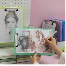 A4 File Folder Storage Box, Multipurpose Clipboard Writing Pad, Student Test Paper Organizer, Office Supply Document File Holder - Multicolor - View 2