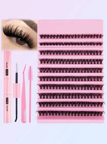 200 Stück D-Curl Wimpernbüschel, 8-16mm, Künstliche Wimpern 10 Reihen 40D Büschel Wimpern, 10ML Kleber & Versiegelung, Wimpernverlängerungs-Kleber, Pinzette, Wimpernapplikator für Wimpernverlängerung, natürlich aussehende & leichte Wimpern, Wimpernverlängerung, einfaches Make-up Wimpern, DIY Segment Wimpern, dicke & dramatische Wimpern, Wimpernbüschel Set, Wimpern - Schwarz - Übersicht 2