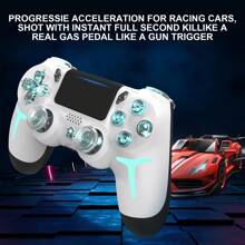 GAMINJA GAMINJA P412 Wireless Game Controller, Compatible With PS4/PS4 Slim/PS4 Pro/PC, RGB Multimode Lighting Effects, Dual Vibration, Speaker, Six-Axis Gyroscope, Headphone Jack, Touchpad And LED Light Board & Stripe