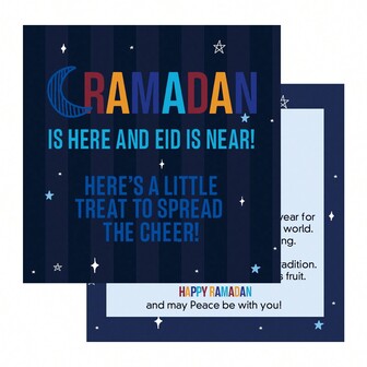 20 pièces Cartes de friandises de Ramadan, Cartes Eid Mubarak, Cartes de connaissances sur le Ramadan pour les fournitures et les célébrations de la fête musulmane, Cartes cadeaux islamiques avec un design à double face