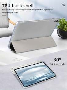 Customized Text Flat Tablet Case, White Solid Color, Suitable For IPad Mini4/Mini5/Mini6/Mini7, IPad A16 2025, Air 11 13 M2 M3 Pro 11 13 M4 2024, Air 4 5 10th 10.9, Pro 11 9th 8th 7th 10.2 4th 5th 6th Model A8, Customized Text, Tri-Fold Stand, Built-In Pencil Slot, Soft Edge Full Coverage, Simple Casual Classic TPU Soft Shell IPad Flip Tablet Case. Note: The Final Font Style Is Subject To The Physical Image, And There May Be Slight Color Differences. - White - View 8