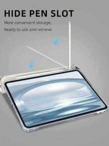 Customized Text Flat Tablet Case, White Solid Color, Suitable For IPad Mini4/Mini5/Mini6/Mini7, IPad A16 2025, Air 11 13 M2 M3 Pro 11 13 M4 2024, Air 4 5 10th 10.9, Pro 11 9th 8th 7th 10.2 4th 5th 6th Model A8, Customized Text, Tri-Fold Stand, Built-In Pencil Slot, Soft Edge Full Coverage, Simple Casual Classic TPU Soft Shell IPad Flip Tablet Case. Note: The Final Font Style Is Subject To The Physical Image, And There May Be Slight Color Differences. - White - View 6