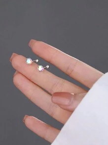 1 para modnych kolczyków ze srebra próby 999 z cyrkoniami sześciennymi zakręcanymi z klasycznymi kolczykami w słodkim stylu do codziennej dekoracji ZYE192