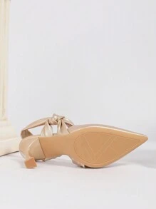 2025 New Women's Champagne-Colored Bow Sandals, Elegant Women's High Heels, Limited Stock Romantic High Heels, Heel Exposure Shoes, Wedding Shoes, Bride Shoes, Suitable For Parties, Weddings, Daily Life, Comfortable All Year Round, Women's Summer Shoes - Champagne - View 8