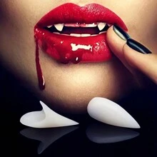THATBOY 2 PIEZAS/SET Dientes de vampiro, dientes de hombre lobo, utilería para cosplay, decoración para fiesta de Halloween, accesorio de disfraz