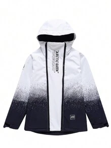 1 قطعة جاكيت تزلج مع كابوت للنساء، دافئة، مقاومة للرياح، مقاومة للماء، متينة، قابلة للتنفس، مرنة، مناسبة لتجهيزات التزلج على لوح واحد/لوحين، ملابس نشاط للنساء والرجال (باستثناء الاكسسوارات) - أبيض وأسود - مشاهدة 6